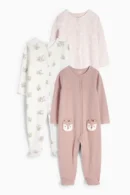 Multipack 3er - Flowers and Forest Animals - Baby Pajamas Immediate