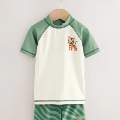 Khaki Green Rash Vest and Stretch Shorts Set (3mths-7yrs) Immediate