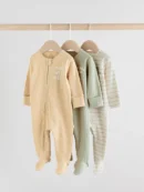 Mint Green Two Way Zip Baby Sleepsuits 3 Pack (0-2yrs) Immediate