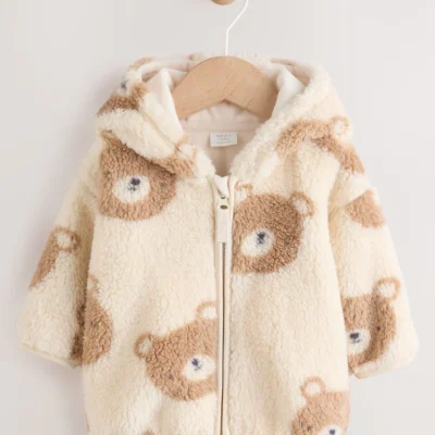 Natural Bear Face Fleece Zip Jacket (0mths-2yrs)