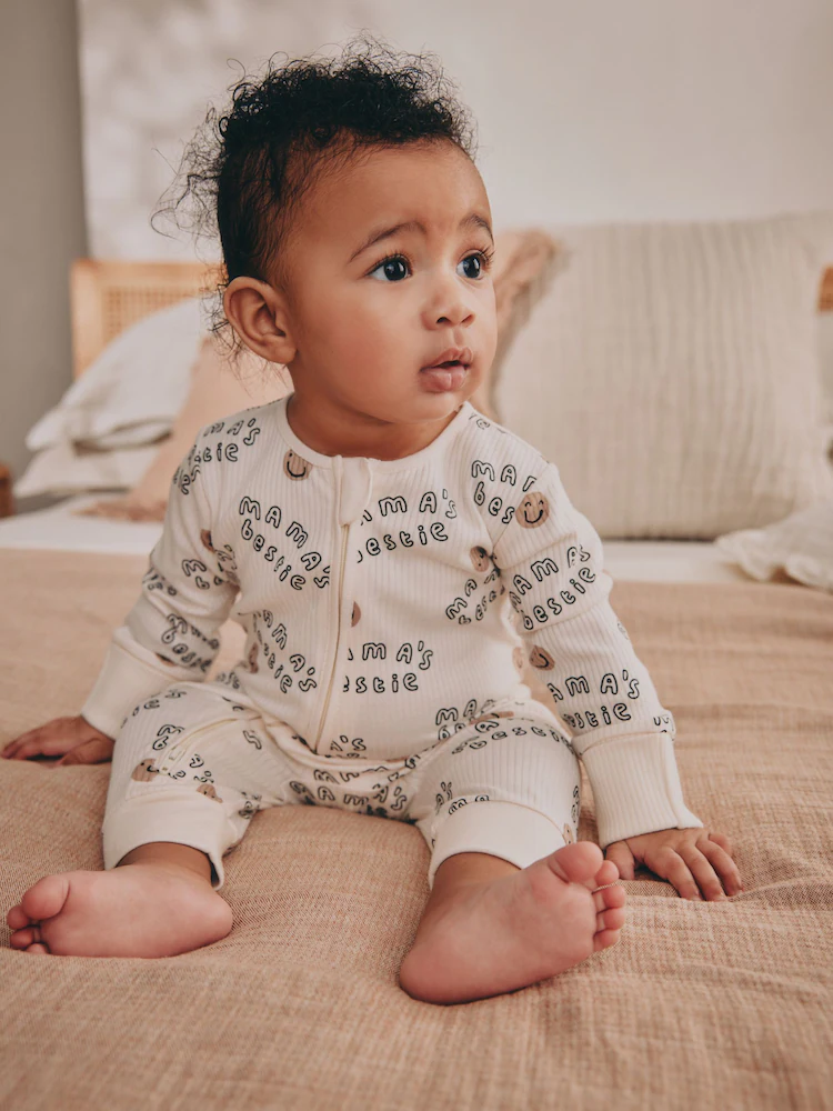 AW3263s2.jpg Cream Family Two Way Zip Footless Baby Sleepsuit (0-18mths) - Image 3