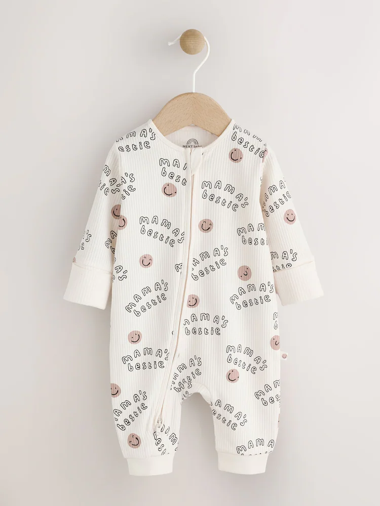 AW3263s6.jpg Cream Family Two Way Zip Footless Baby Sleepsuit (0-18mths) - Image 2