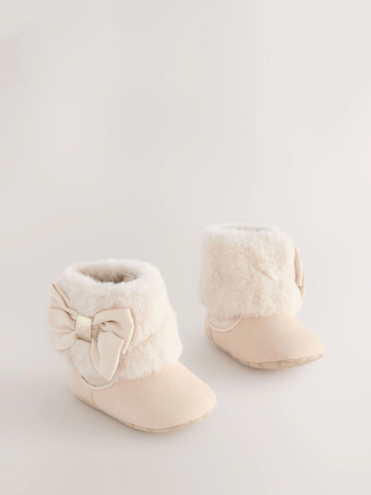 AY7051s2.jpg Baker by Ted Baker Baby Girls Faux Fur Trim Padders Boots - Image 2