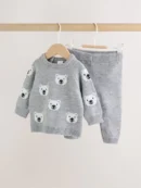 Grey Bear Knitted Top and Leggings Set (0mths-2yrs) Immediate
