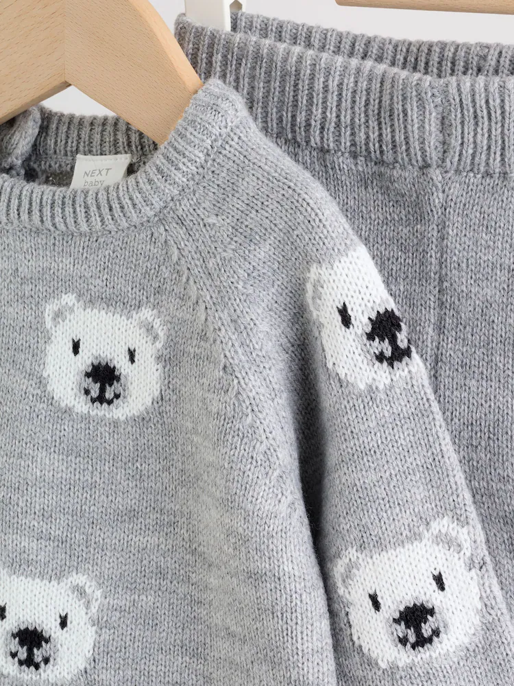 F03124s10.jpg Grey Bear Knitted Top and Leggings Set (0mths-2yrs) Immediate - Image 3
