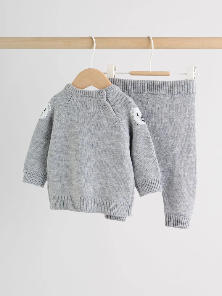 F03124s2.jpg Grey Bear Knitted Top and Leggings Set (0mths-2yrs) Immediate - Image 2