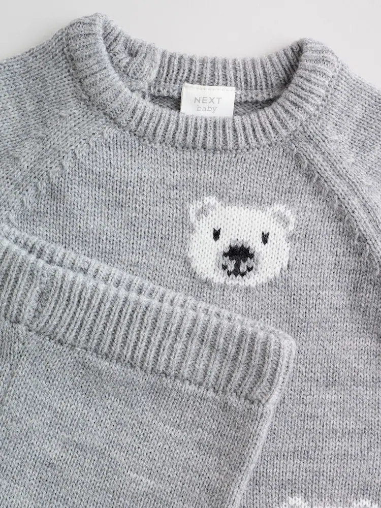 F03124s7.jpg Grey Bear Knitted Top and Leggings Set (0mths-2yrs) Immediate - Image 4