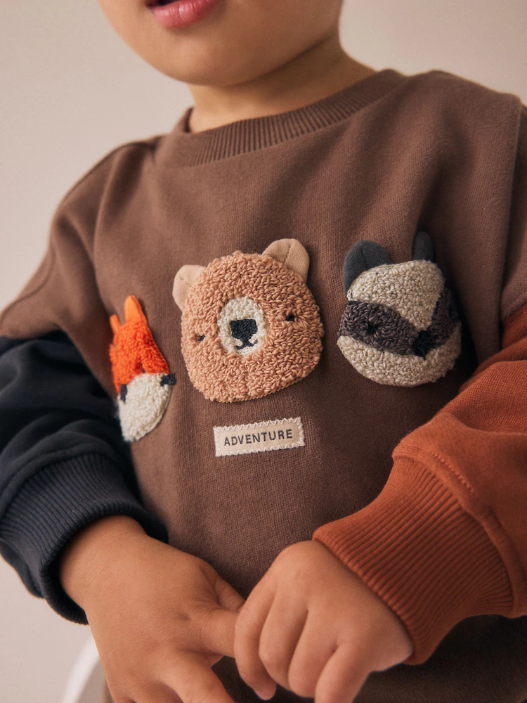 F15044s4.jpg Brown Animal Single Sweatshirt and Joggers Set (3mths-7yrs) Immediate - Image 3