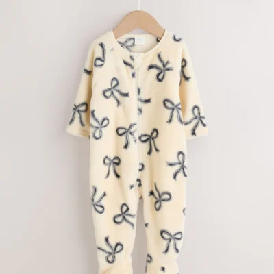 Bow Baby Fleece Sleepsuit