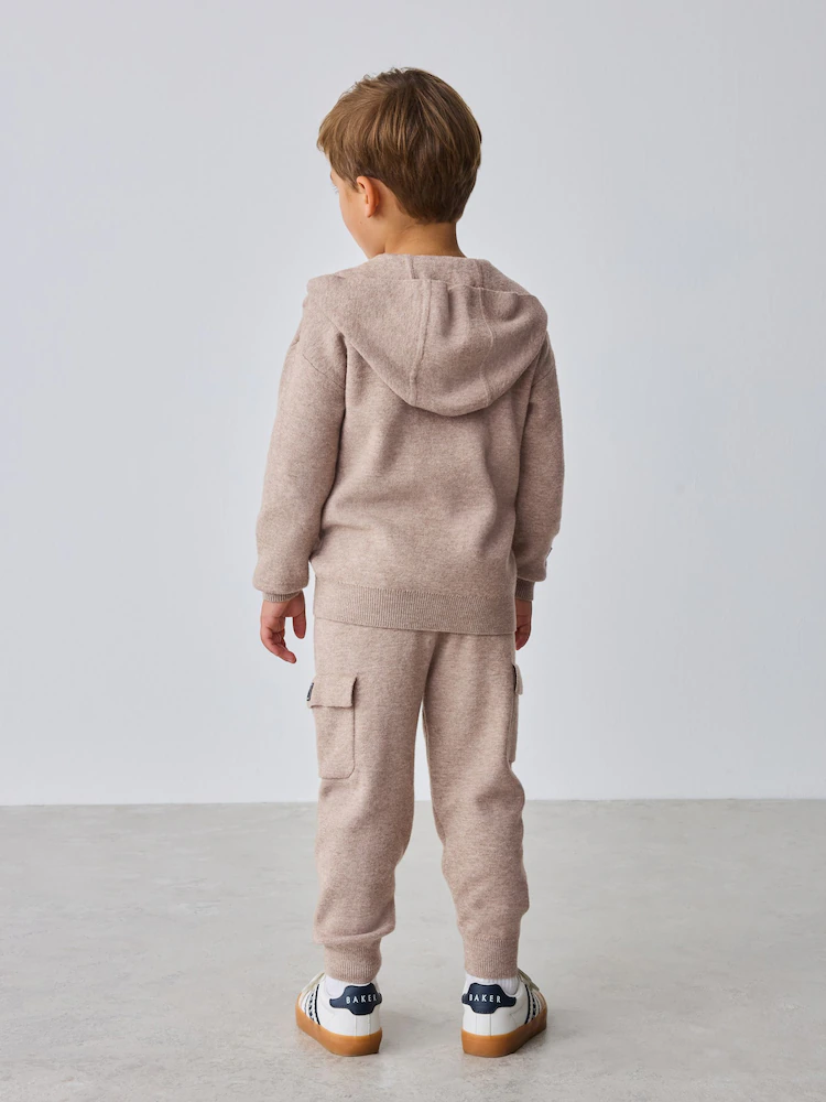 F68596s3.jpg Baker by Ted Baker Knitted Funnel Zip Neck Top and Jogger Set. Immediate - Image 2