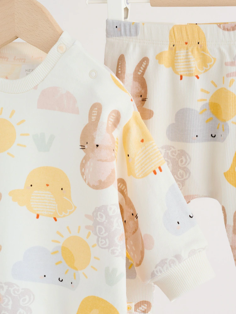 H30249s18.jpg White Bunny Character Print Easter Sweat and Leggings Baby Set (0mths-2yrs) - Image 5