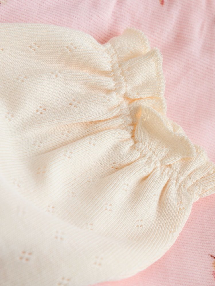 H69194s7 Light Pink Ditsy Baby Print Long Sleeve Bodysuit and cord Dungarees Set 2 Pieces Immediate - Image 4