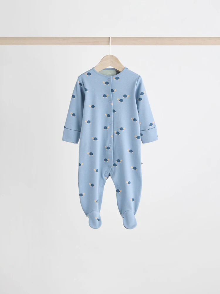 N26394s4.jpg Teal Blue Patterned Baby Sleepsuits 5 Pack (0-2yrs) - Image 5