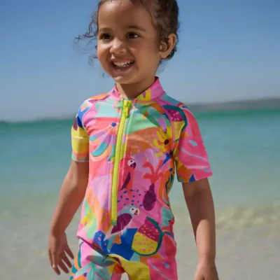 Orange Tropical Sunsafe Swimsuit (3mths-10yrs)