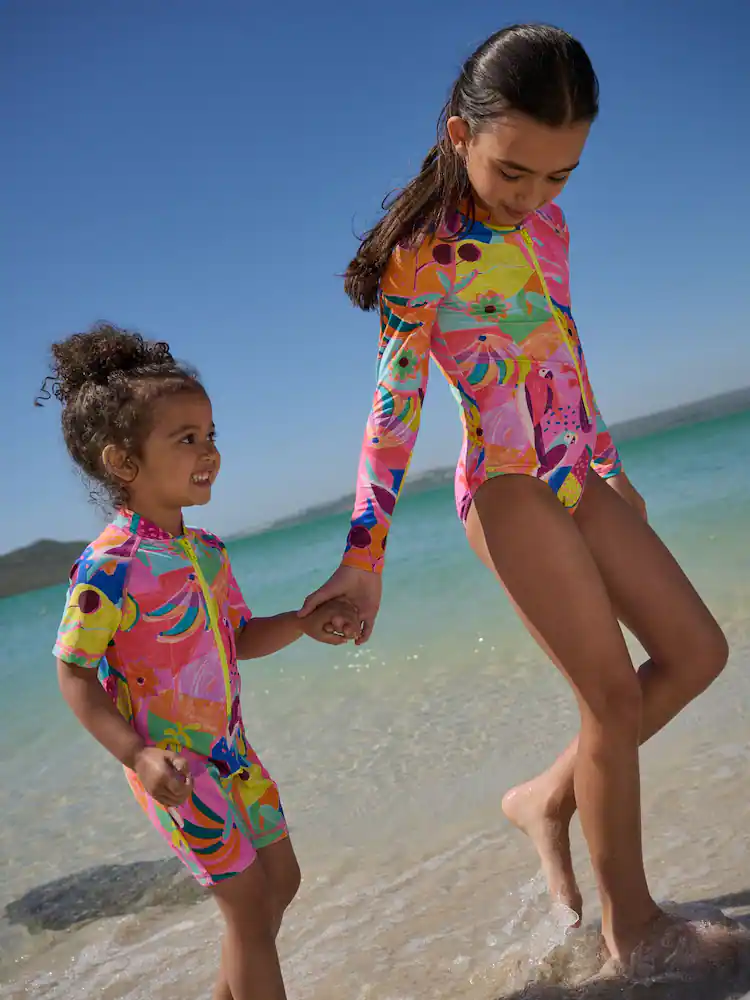 W45717s3.jpg Orange Tropical Sunsafe Swimsuit (3mths-10yrs) - Image 7