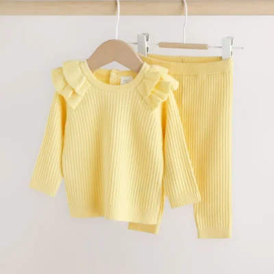Yellow Baby Knitted Jumper and Leggings Set 2 Piece (0mths-3yrs)