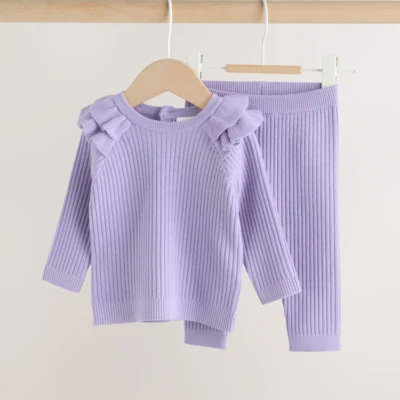 Purple Baby Knitted Jumper and Leggings Set 2 Piece (0mths-3yrs)