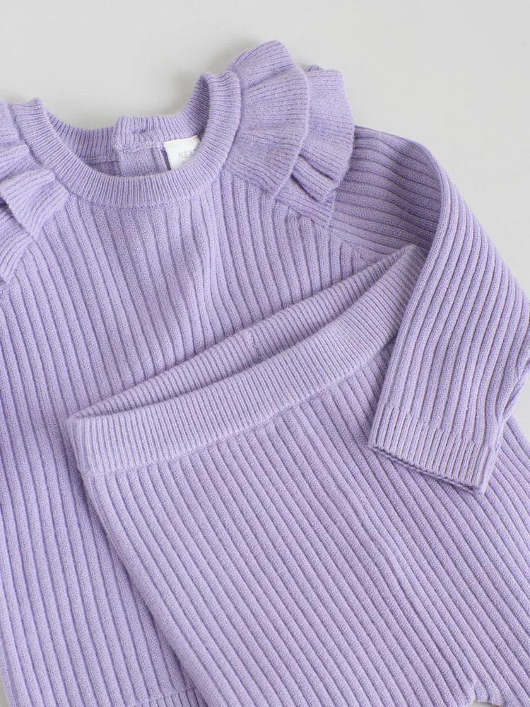 W76412s8.jpg Purple Baby Knitted Jumper and Leggings Set 2 Piece (0mths-3yrs) - Image 6
