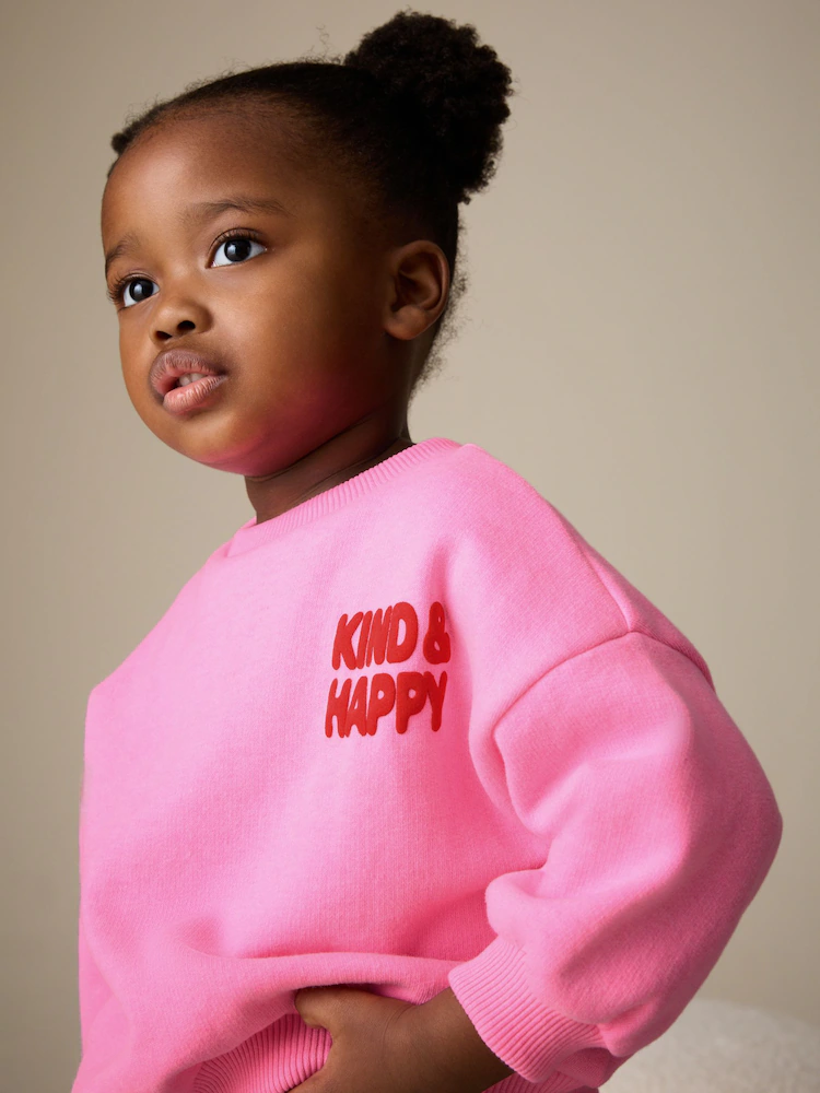 W98028s3.jpg Pink Kind & Happy Crew Neck Sweatshirt (3mths-7yrs) - Image 2