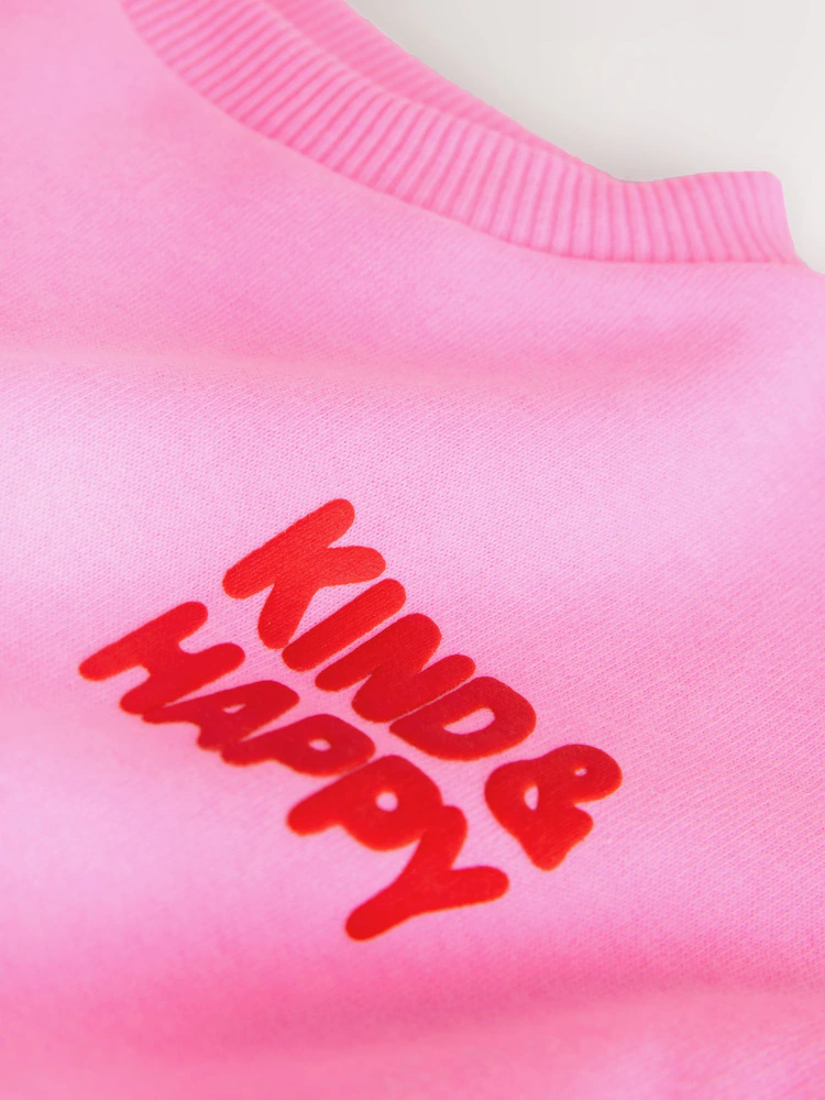 W98028s7.jpg Pink Kind & Happy Crew Neck Sweatshirt (3mths-7yrs) - Image 5