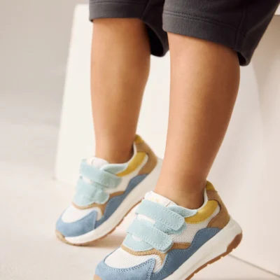 Blue Multi Suede Touch Fastening Trainers