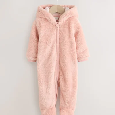 Pink Fleece Baby Pramsuit (0mths-2yrs)