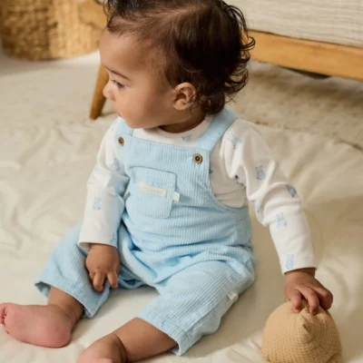 Blue Bear Cord Dungarees and Bodysuit Set (0mths-2yrs)
