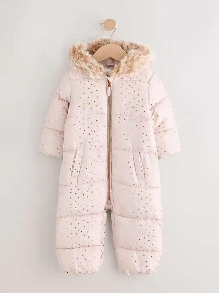 AN4617s5.jpg Pale Pink Print Shower Resistant Snowsuit (3mths-7yrs) - Image 6