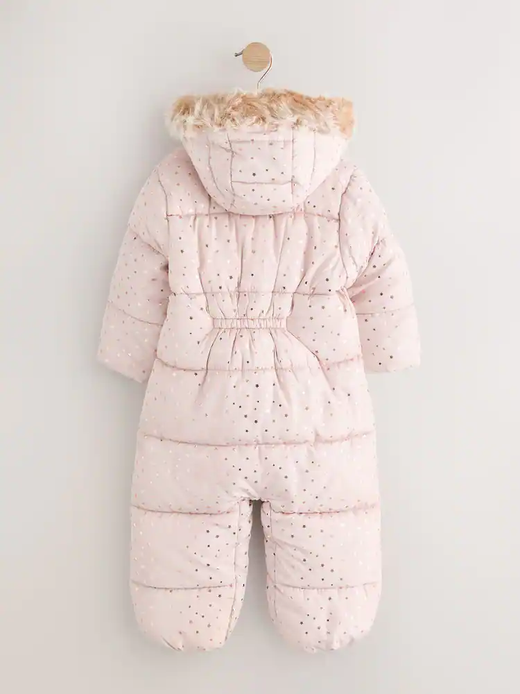 AN4617s6.jpg Pale Pink Print Shower Resistant Snowsuit (3mths-7yrs) - Image 5