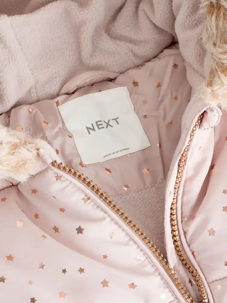 AN4617s7.jpg Pale Pink Print Shower Resistant Snowsuit (3mths-7yrs) - Image 4