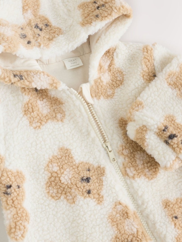AN7417s4 Natural Bear Borg All Over Printed Baby Pramsuit (0-18mths) - Image 3