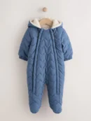 Navy Quilted Hooded Nylon Baby All-In-One (0-18mths)