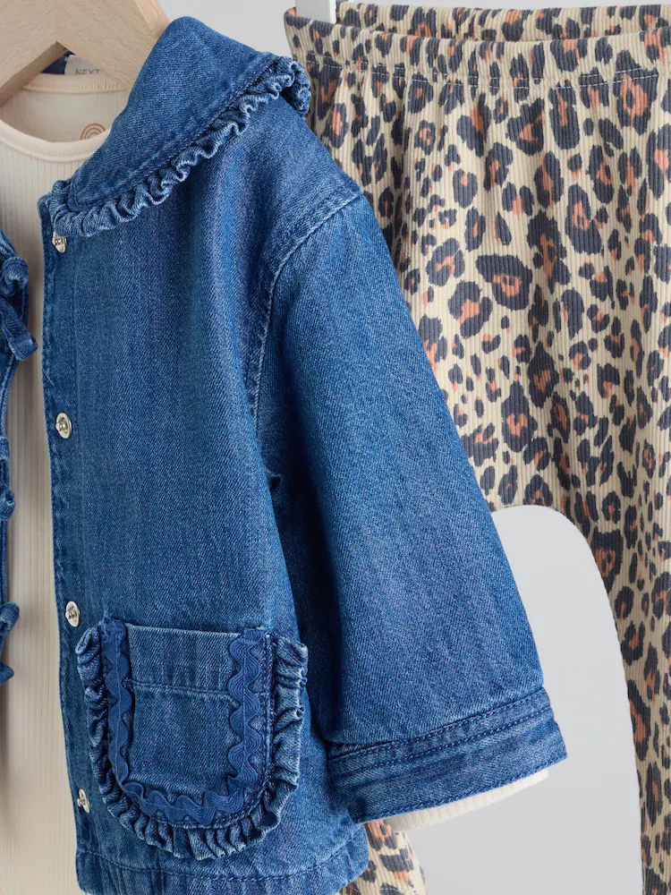 AN9104s13.jpg Neutral Animal Baby Denim Jacket, Top and Leggings Set 3 Piece (0mths-2yrs) - Image 6