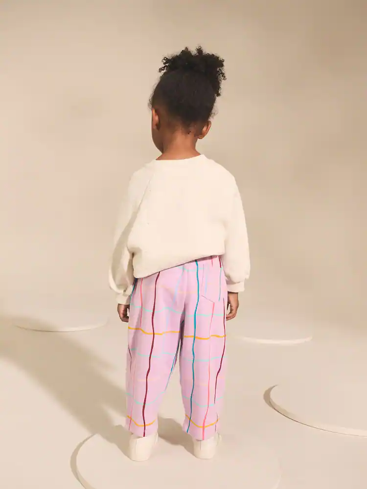 AP6280s3.jpg Lilac Purple Check Textured Barrel Leg Trousers (3mths-7yrs) - Image 2