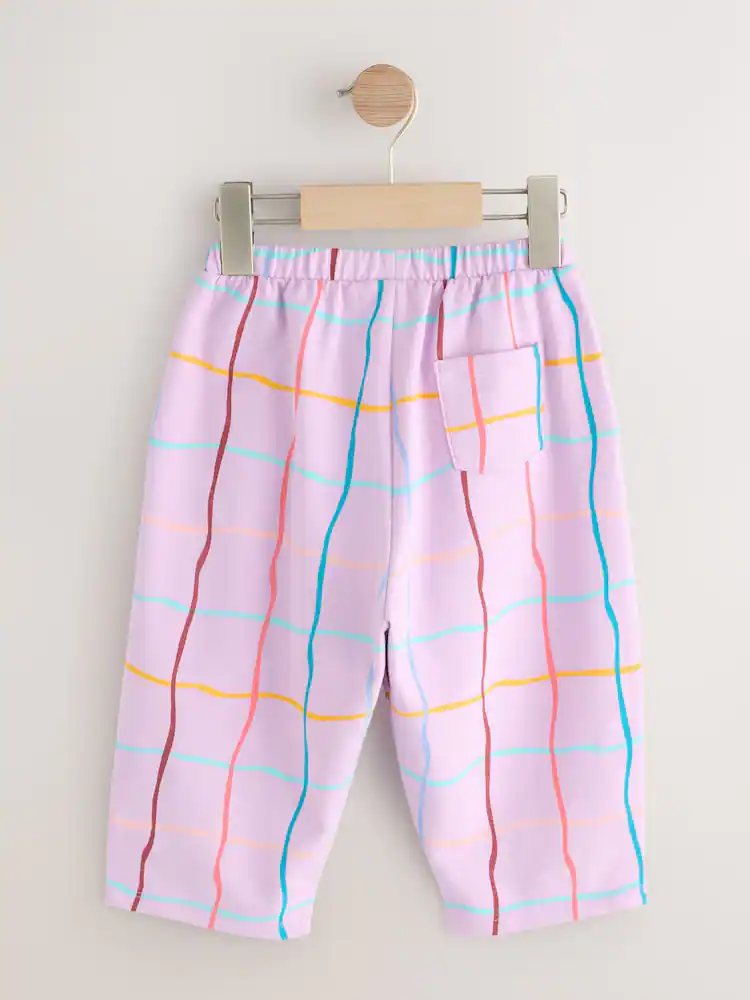 AP6280s6.jpg Lilac Purple Check Textured Barrel Leg Trousers (3mths-7yrs) - Image 5