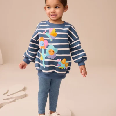 Navy Stripe Characters Sweatshirt and Leggings Set (3mths-7yrs)