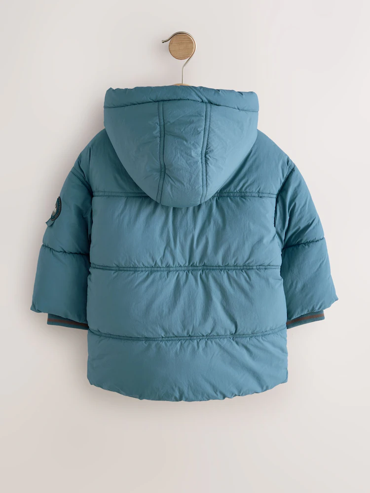AV1024s2.jpg Blue Borg Lined Padded Shower Resistant Coat (3mths-7yrs) - Image 2