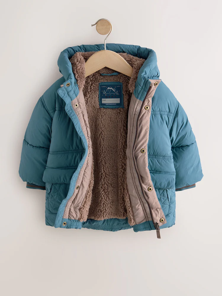 AV1024s3.jpg Blue Borg Lined Padded Shower Resistant Coat (3mths-7yrs) - Image 5