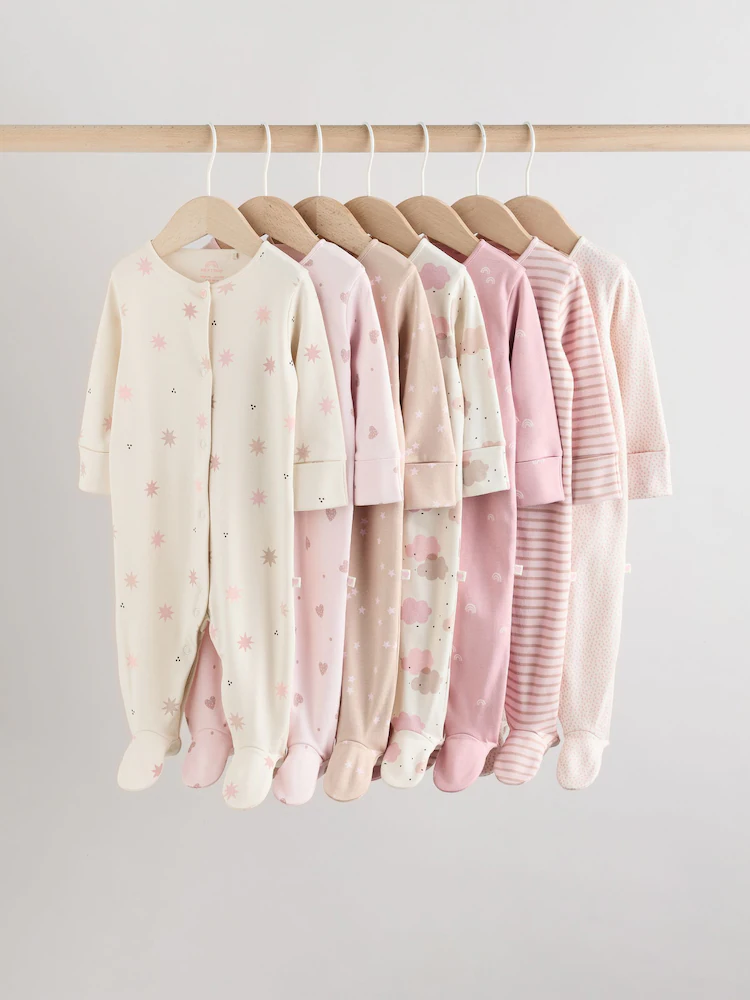 AW2290s.jpg Pink 7 Pack Baby Sleepsuits (0mths-3yrs)