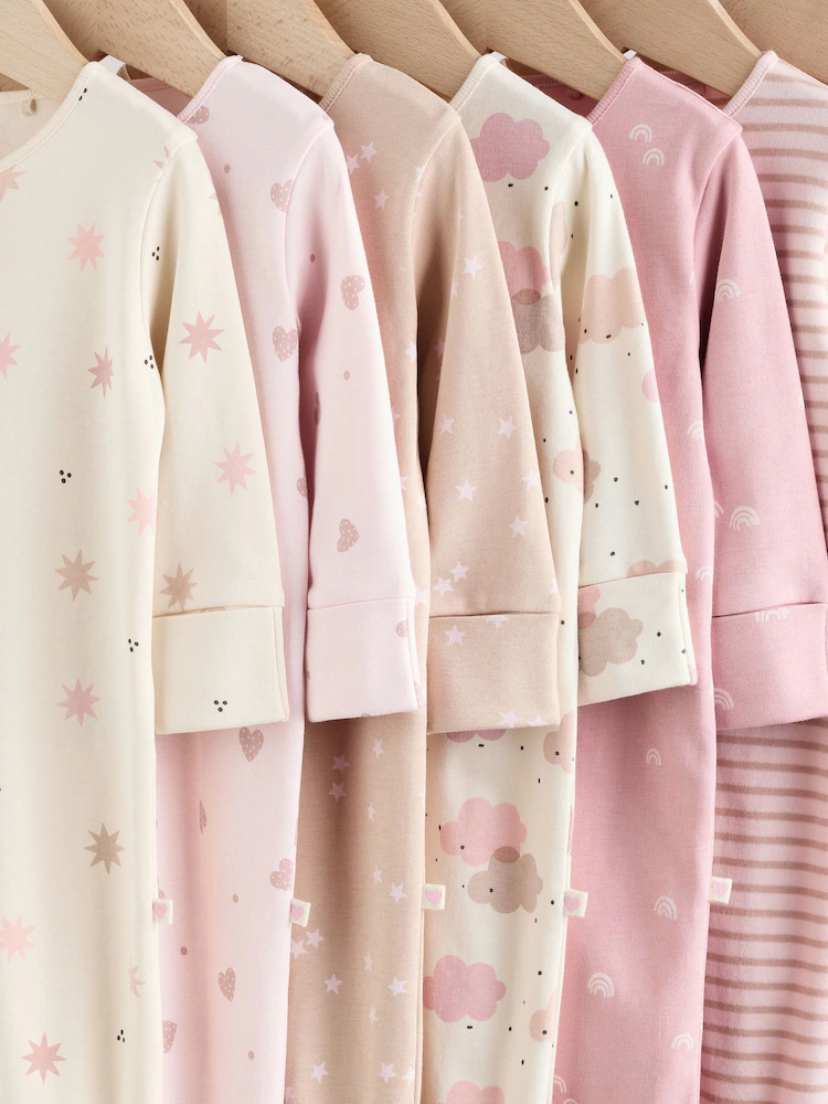 AW2290s11.jpg Pink 7 Pack Baby Sleepsuits (0mths-3yrs) - Image 3