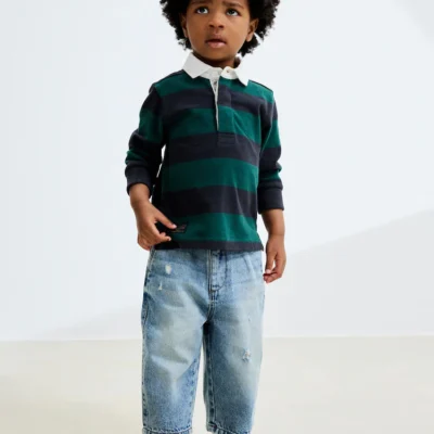 Light Blue Distressed Denim Wide Leg Jeans (3mths-7yrs)