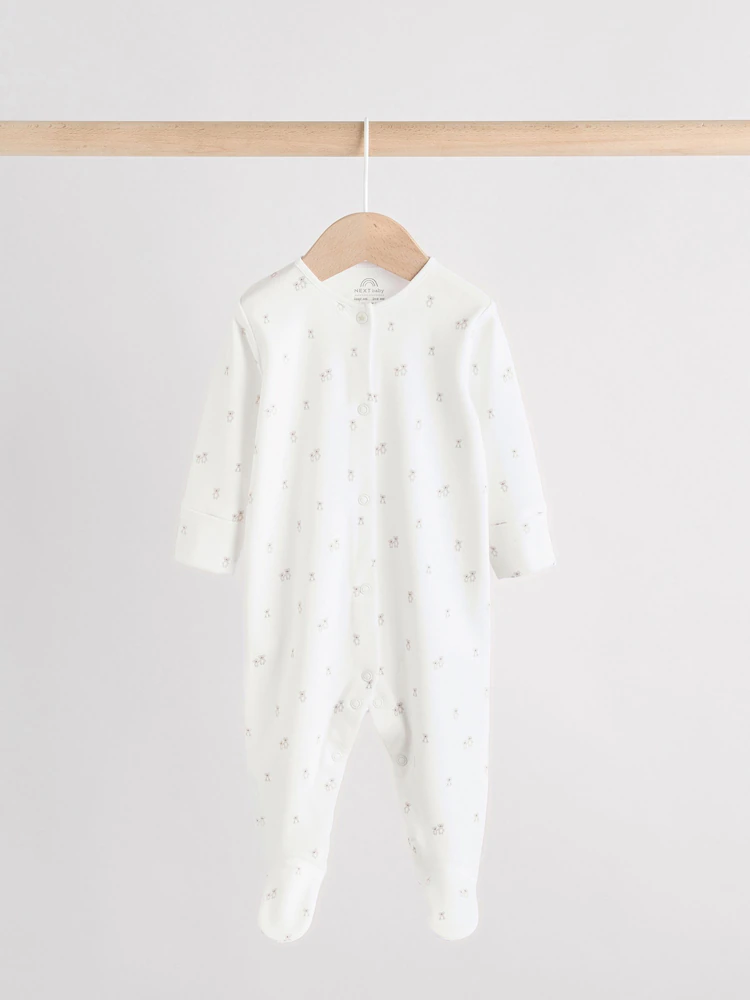 AW4744s2.jpg White Baby Sleepsuit, Bodysuit, Beanie and Bib Set 4 Piece (0-9mths) - Image 4