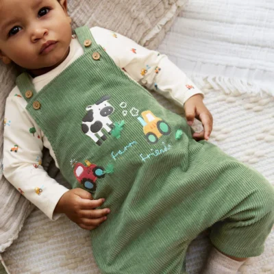 Green Farm Cord Dungarees and Bodysuit Set (0mths-2yrs)