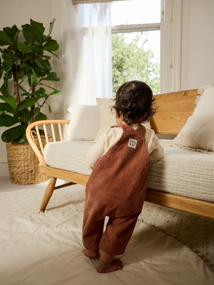 AY4420s3.jpg Brown Woodland Cord Dungarees and Bodysuit Set - Image 4