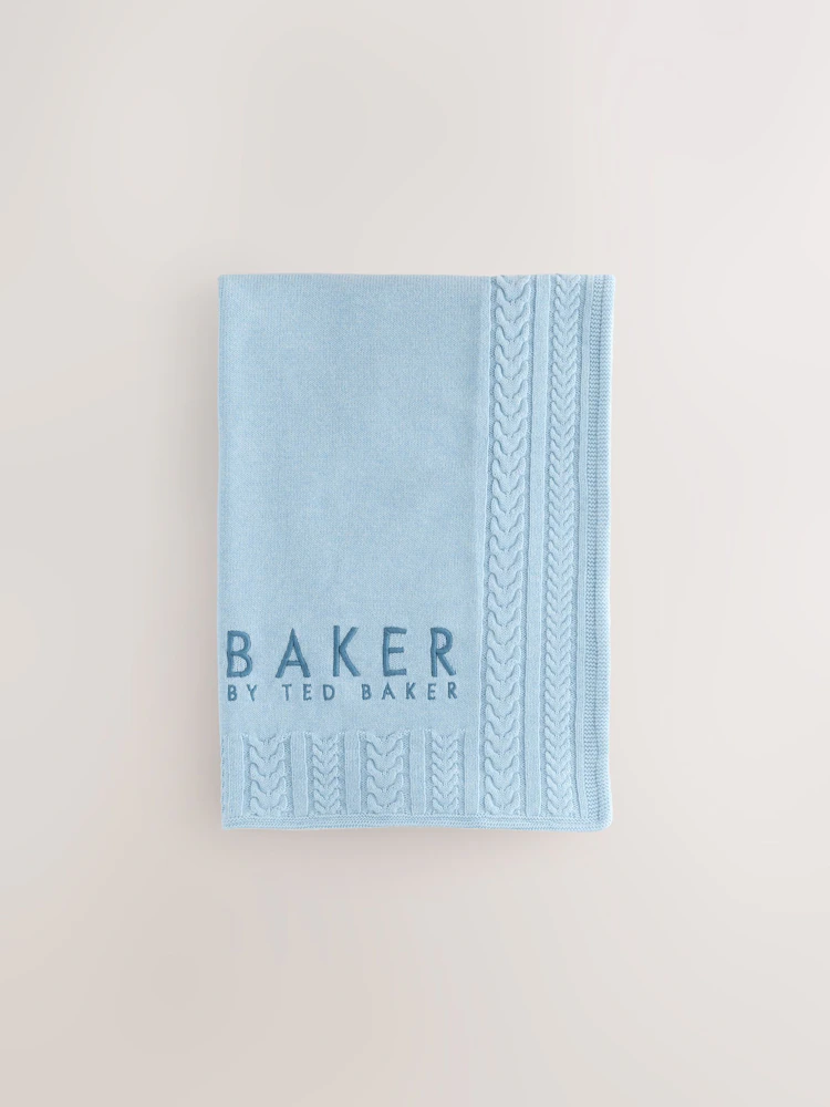 AY6655s.jpg Baker by Ted Baker Baby Boys Blue Cable Knitted Blanket