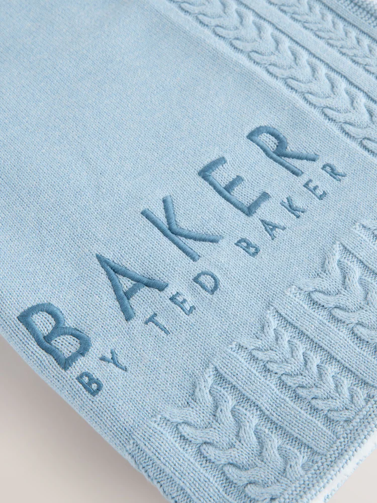 AY6655s3.jpg Baker by Ted Baker Baby Boys Blue Cable Knitted Blanket - Image 4