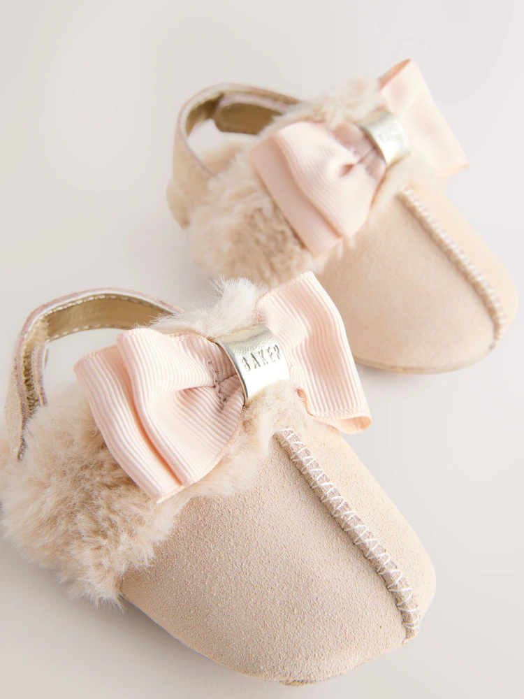 AY7049s3.jpg Baker by Ted Baker Baby Girls Faux Fur Trim Padders Mules - Image 6