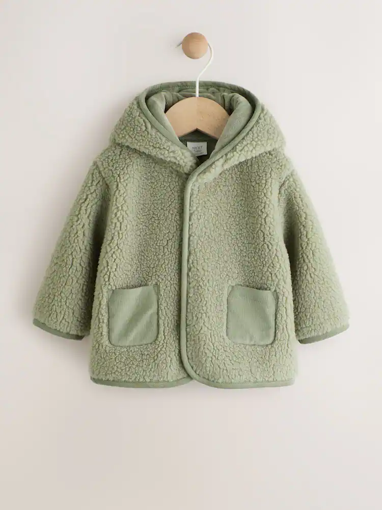 AY9952s.jpg Sage Green Hooded Baby Borg Jacket (0-18mths)