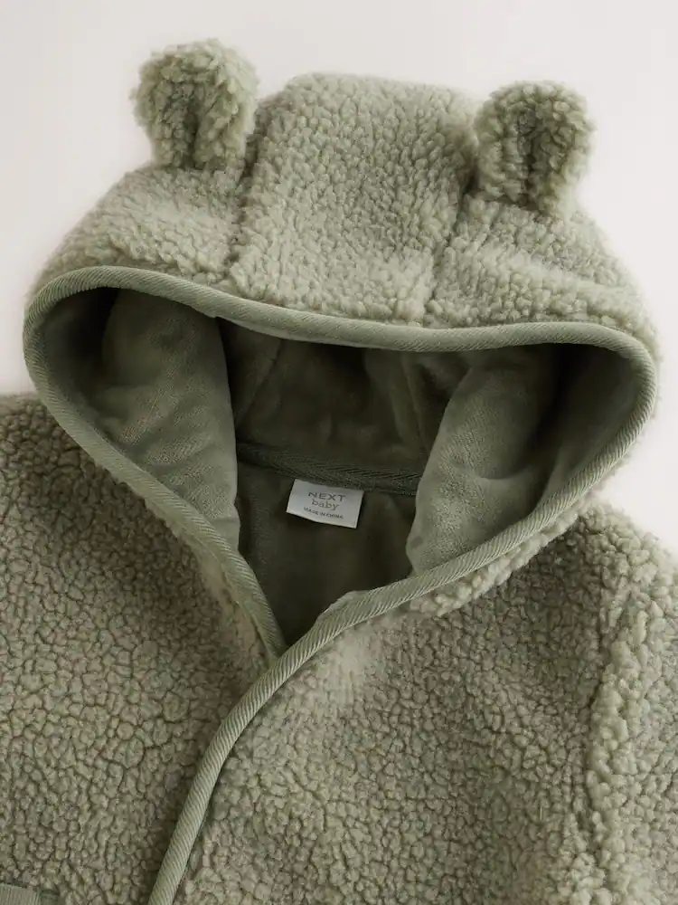 AY9952s4.jpg Sage Green Hooded Baby Borg Jacket (0-18mths) - Image 4