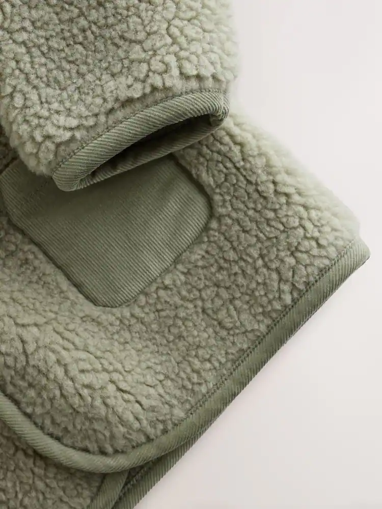 AY9952s5.jpg Sage Green Hooded Baby Borg Jacket (0-18mths) - Image 3